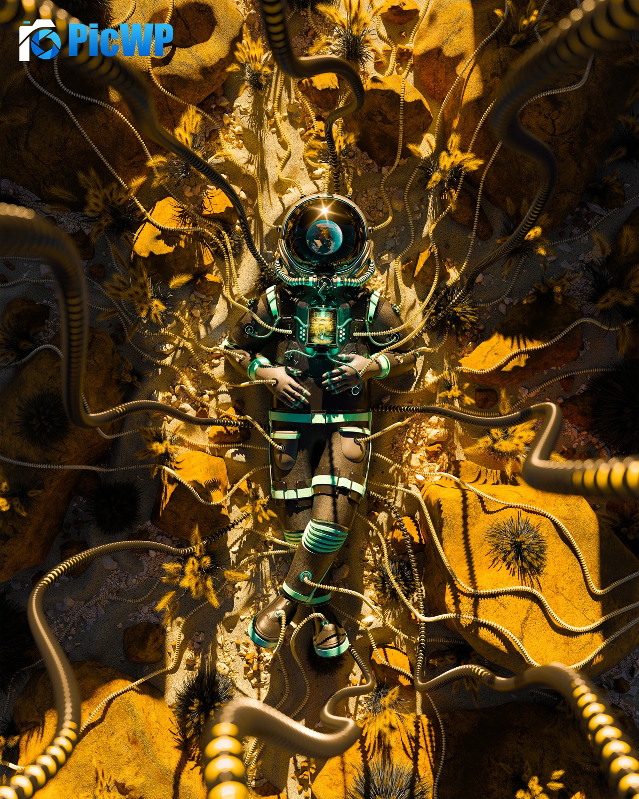 Cyborg Astronaut 5K Mobile Wallpaper