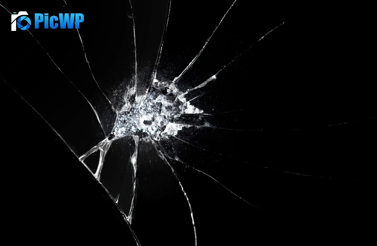 Shattered glass Dark background 6K PC Wallpaper