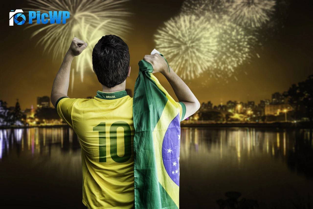 Brazilian Football Player Fireworks 7K PC Wallpaper