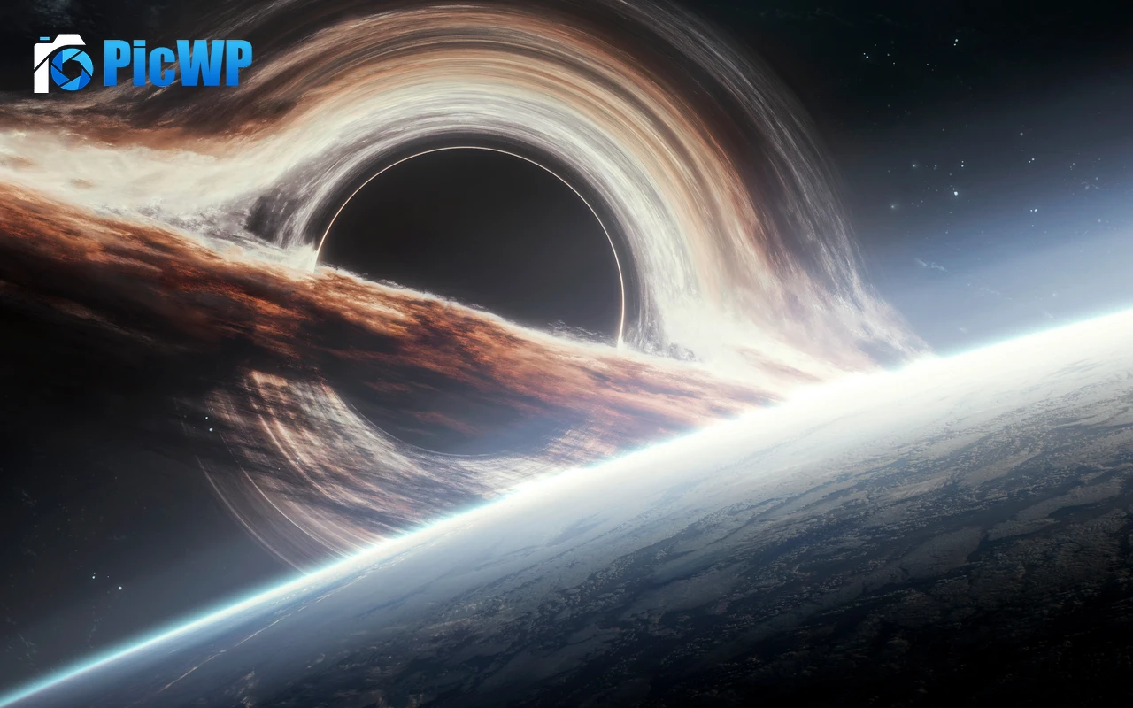 Gargantua black hole Planet Earth 6K PC Wallpaper