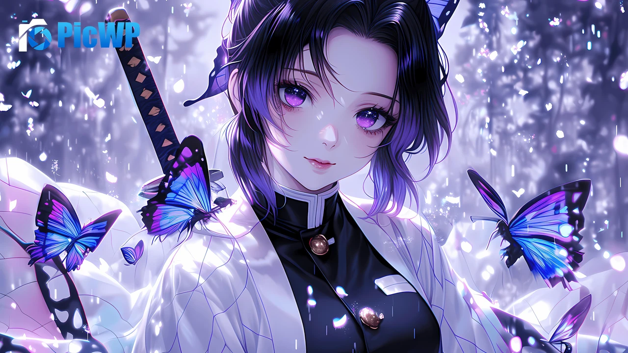 Purple aesthetic Shinobu Kocho 6K PC Wallpaper