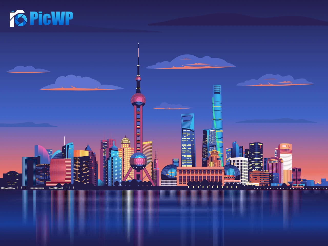 Shanghai City Illustration 5K PC Wallpaper