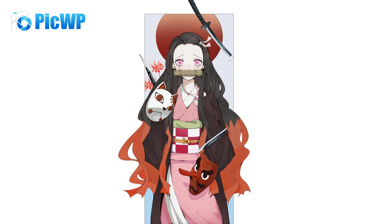 Nezuko Kamado Warding Mask 6K PC Wallpaper