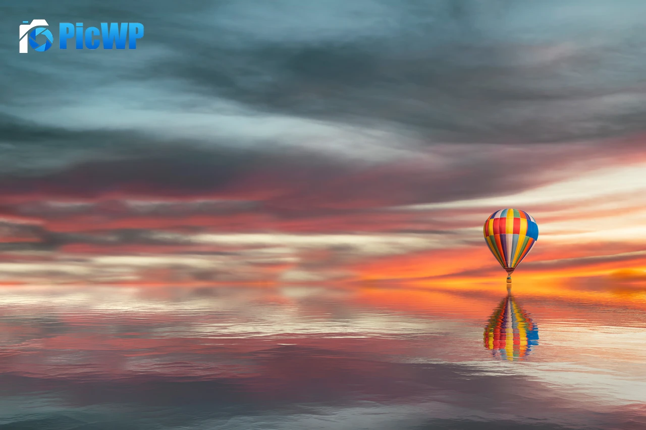 Hot air balloon Reflection 6K PC Wallpaper