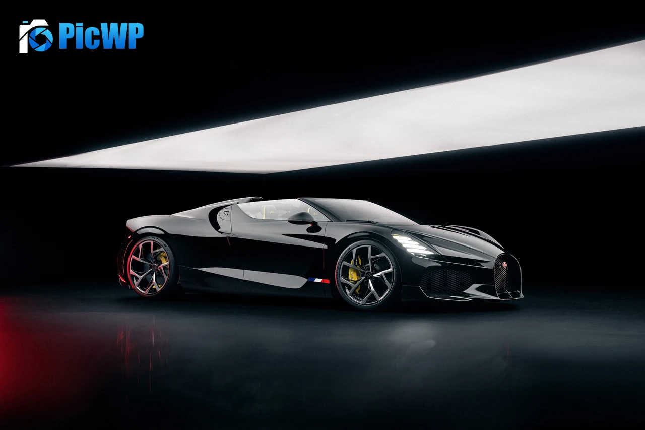 Black Bugatti W16 Mistral Sports cars 5K PC Wallpaper
