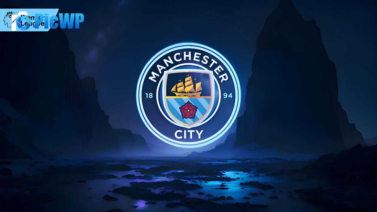 Manchester City FC Neon logo 8K PC Wallpaper
