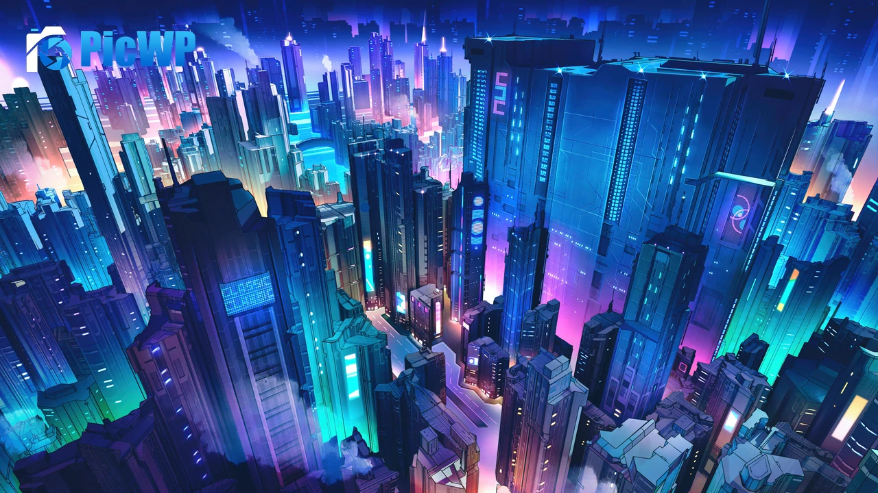Neon city Futuristic city 8K PC Wallpaper