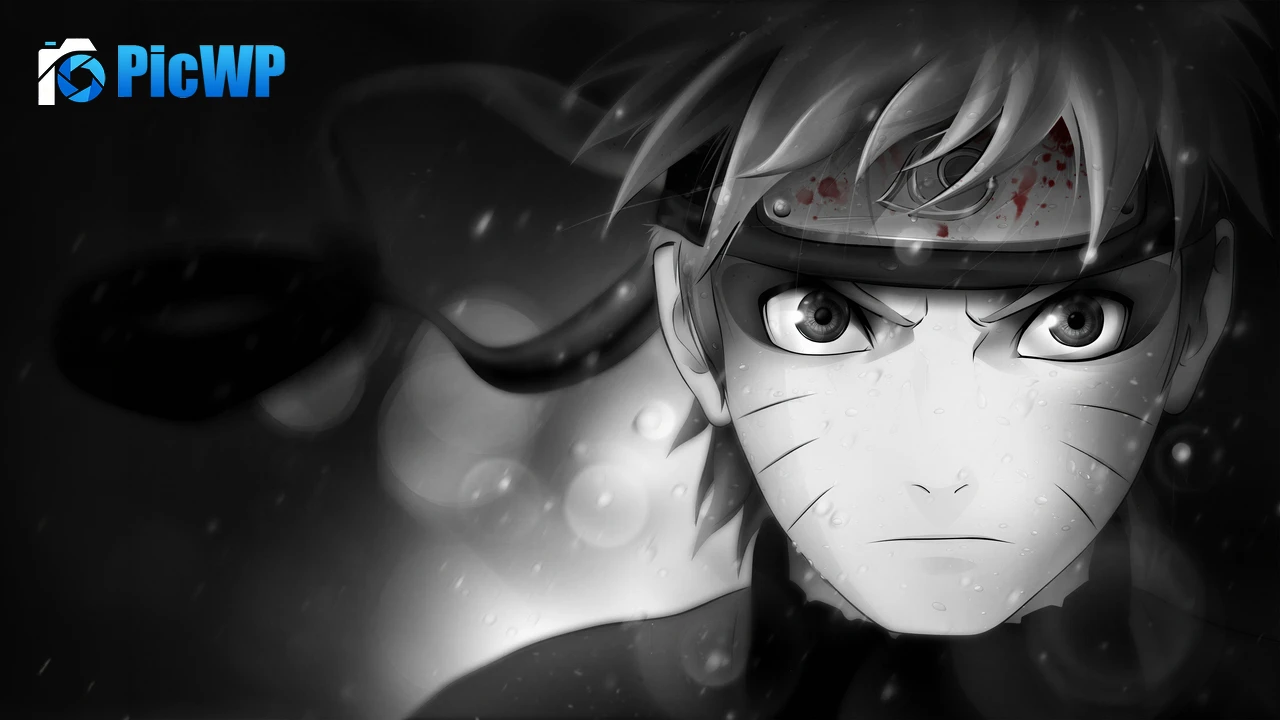 Naruto Uzumaki Black and White 6K PC Wallpaper