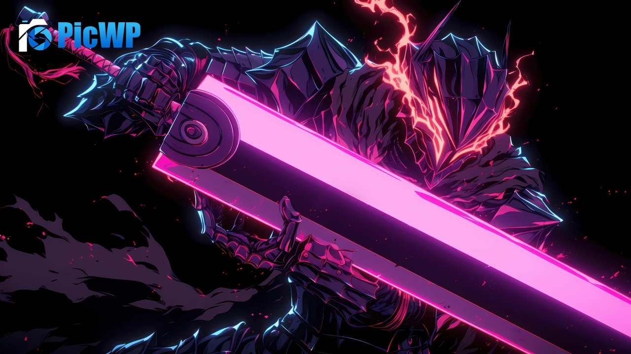 Guts (Berserk) Neon art 6K PC Wallpaper