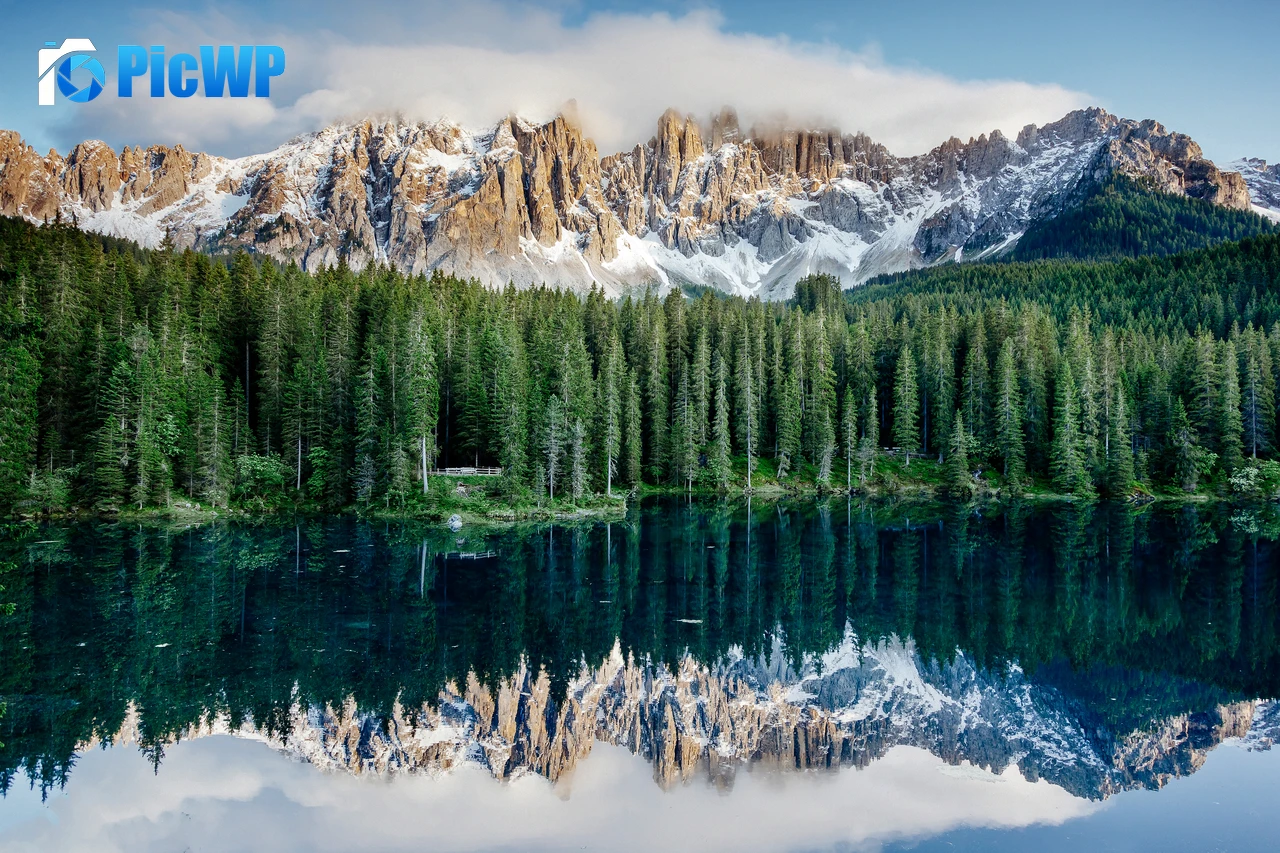Karersee Lake Dolomite mountains 6K PC Wallpaper