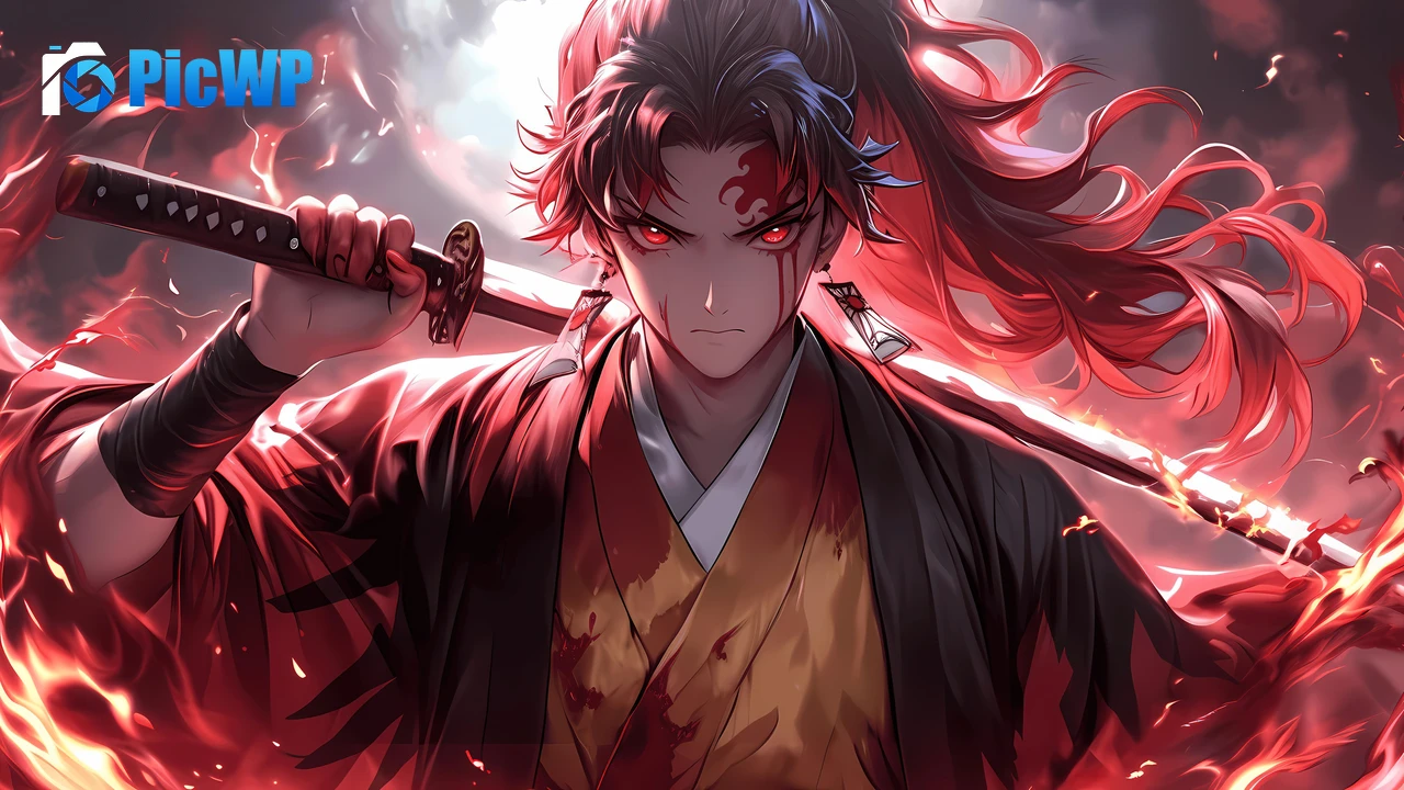 Yoriichi Tsugikuni Katana 6K PC Wallpaper