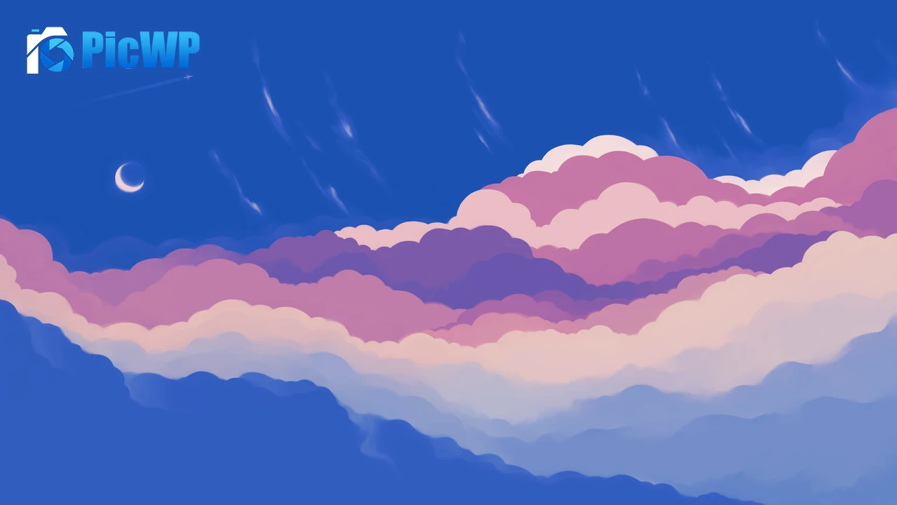Blue Sky Half moon 6K PC Wallpaper