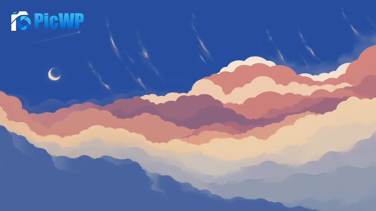Blue Sky Crescent Moon 6K PC Wallpaper