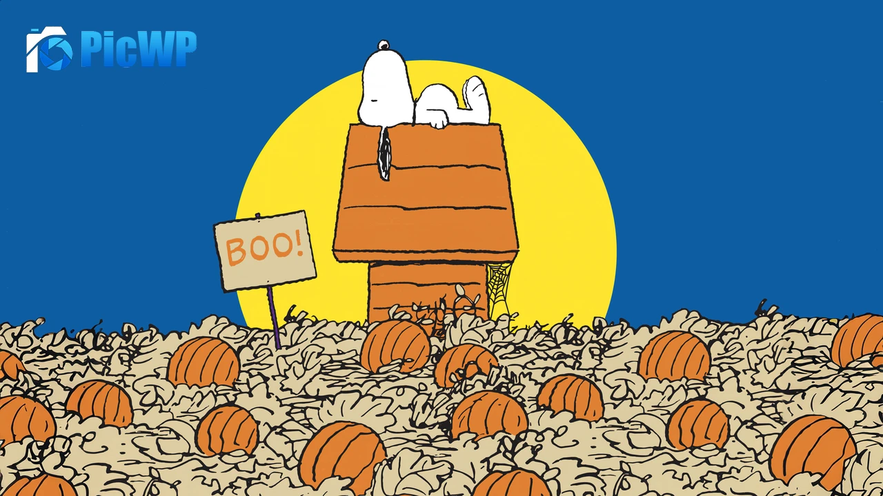 Snoopy Halloween Pumpkins 6K PC Wallpaper