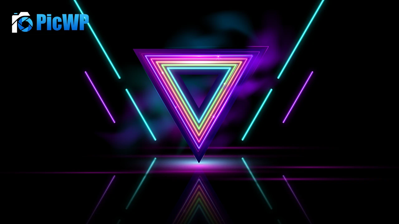 Triangles Neon colors 8K PC Wallpaper