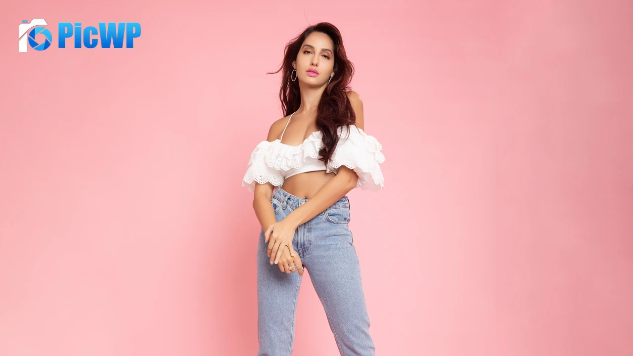 Nora Fatehi Pink background 8K PC Wallpaper