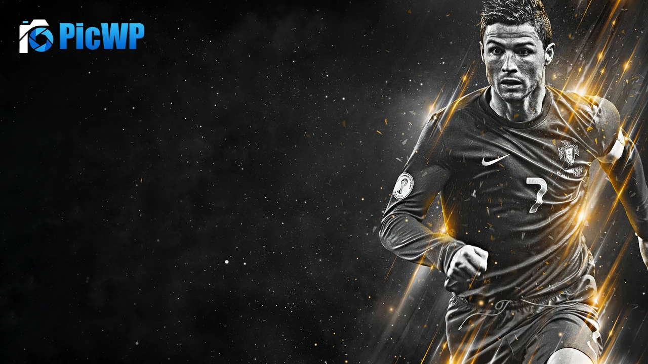 Cristiano Ronaldo Dark background 6K PC Wallpaper