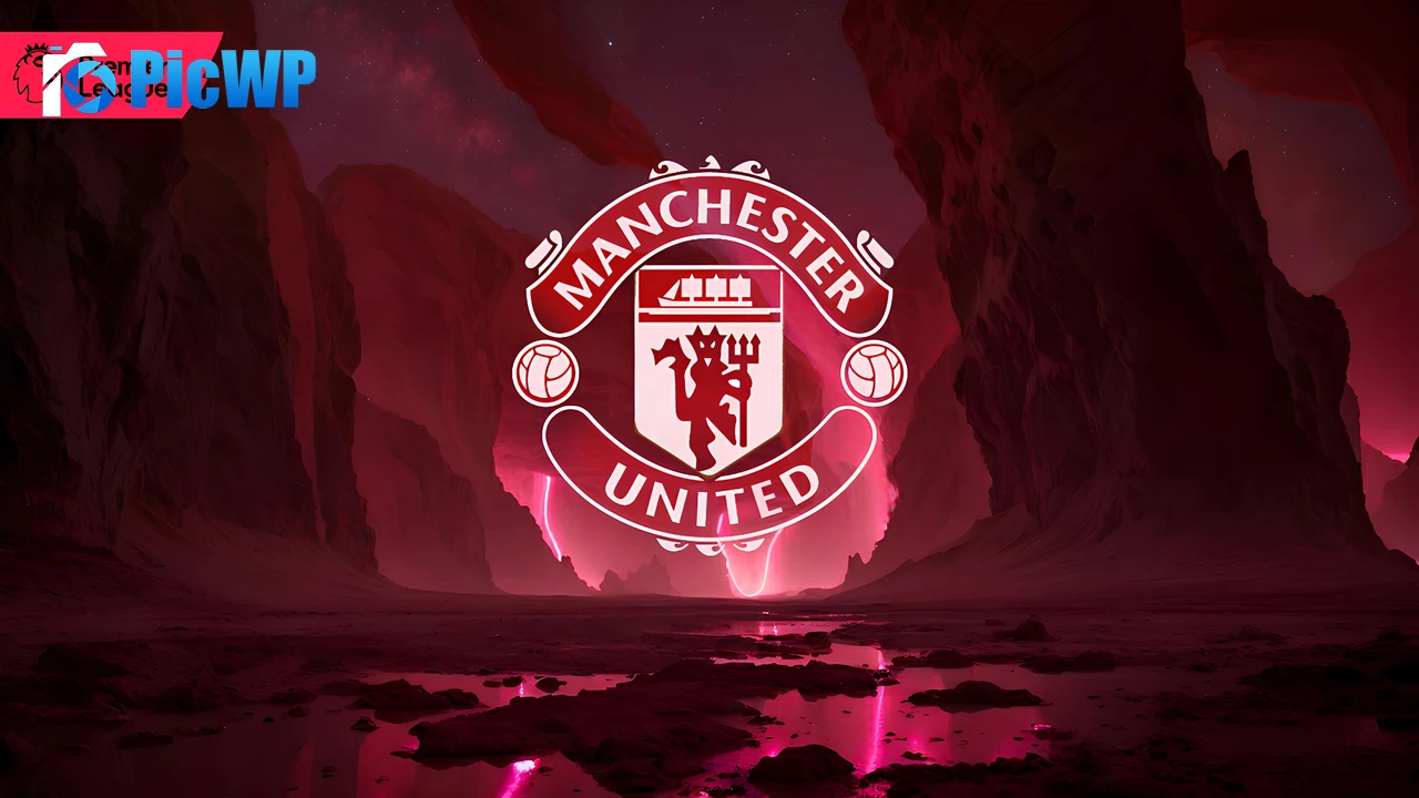 Manchester United Neon logo 8K PC Wallpaper