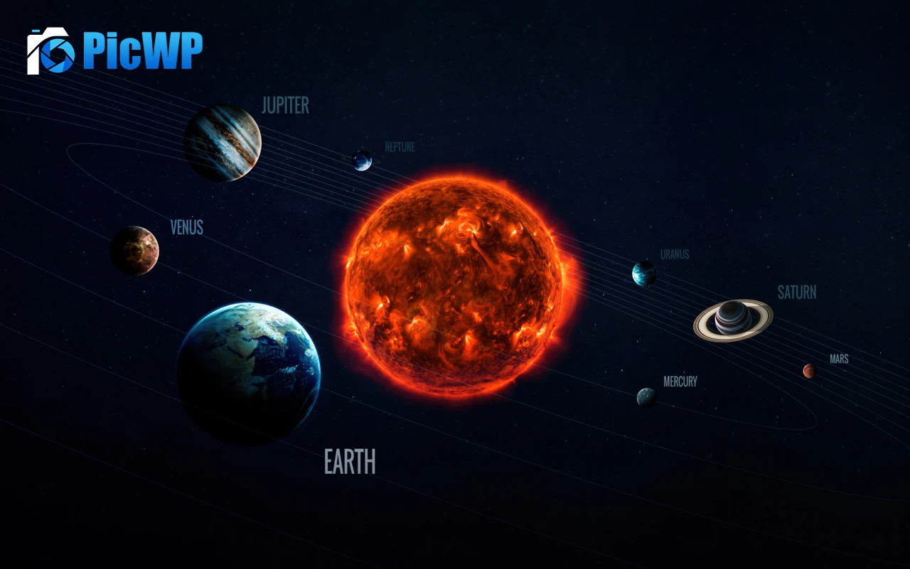 Solar system Planets Dark aesthetic 4K PC Wallpaper