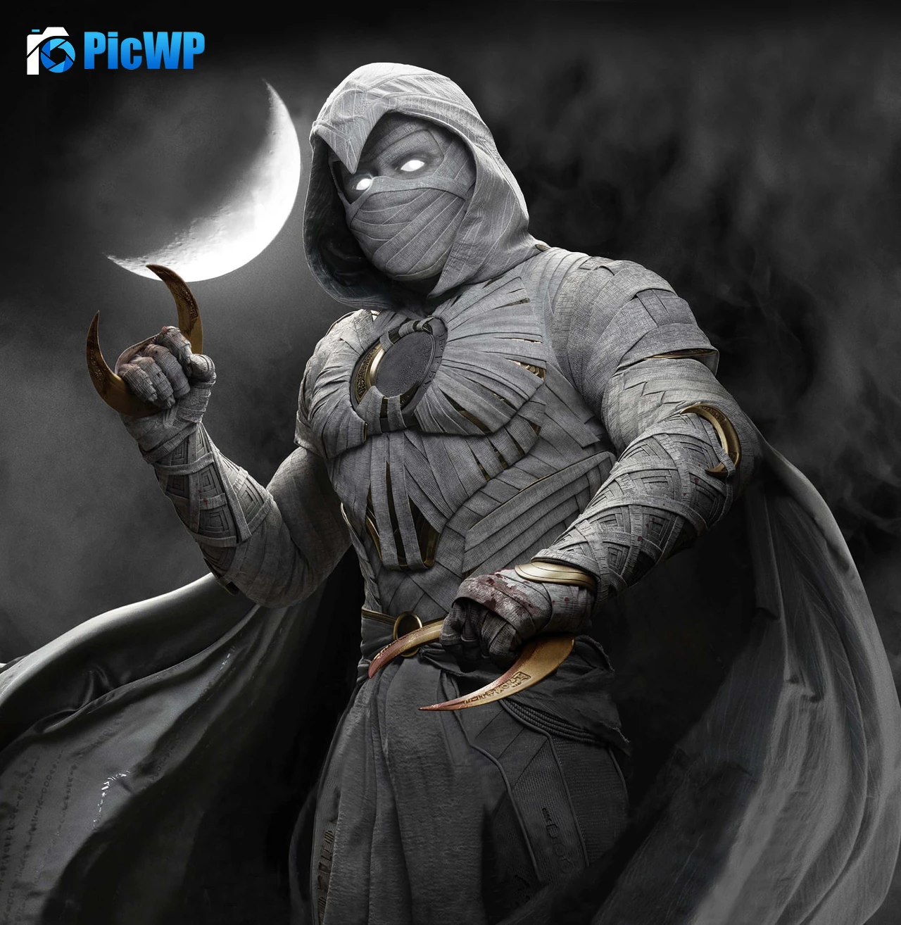 Moon Knight Monochrome 4K Mobile Wallpaper