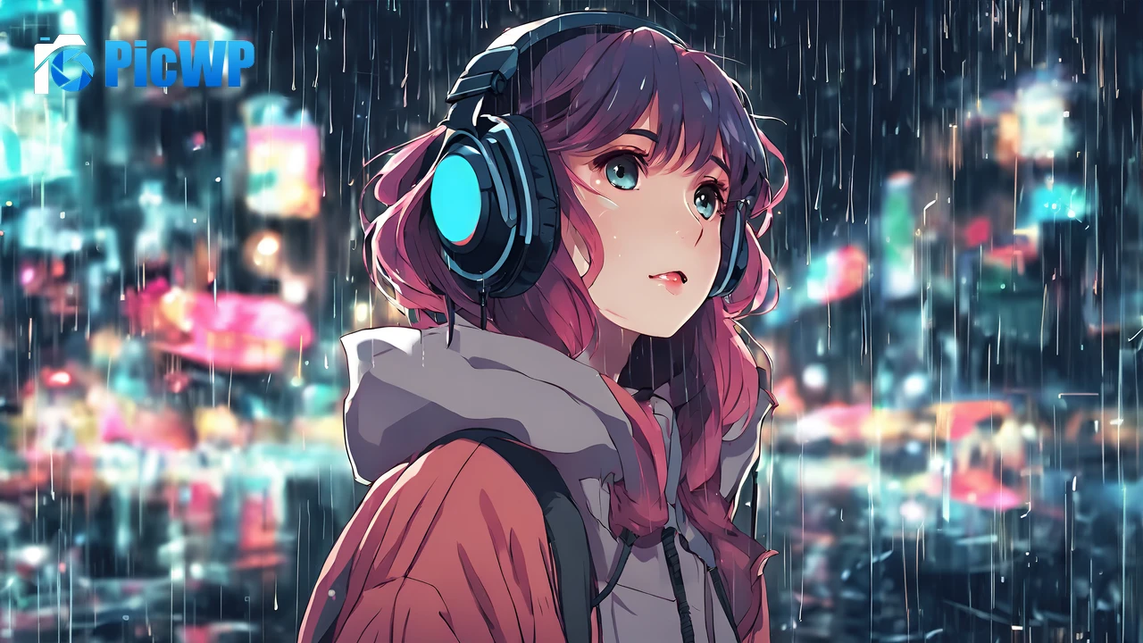 Lofi girl Listening music AI art  6K PC Wallpaper
