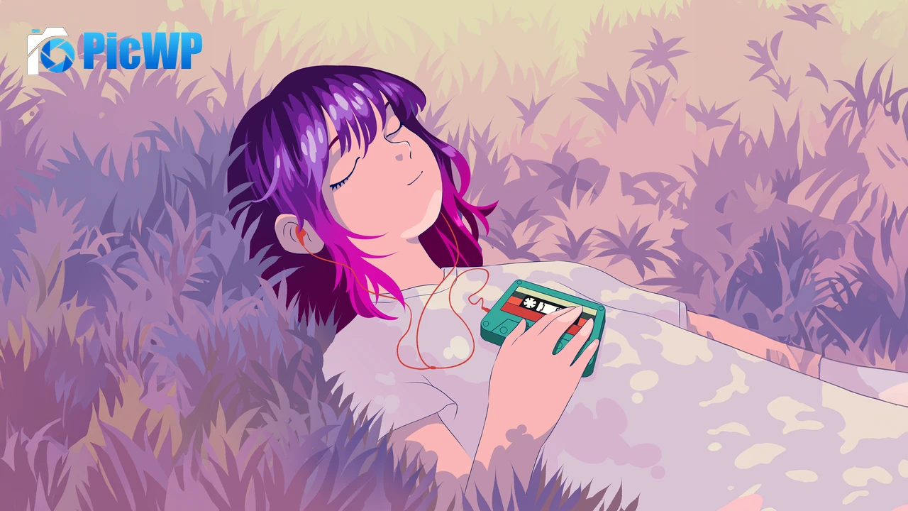 Lofi girl Listening music background 6K PC Wallpaper
