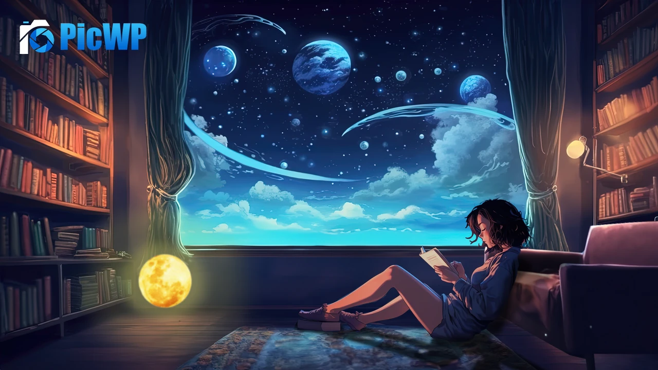 Lofi girl Reading book 6K PC Wallpaper