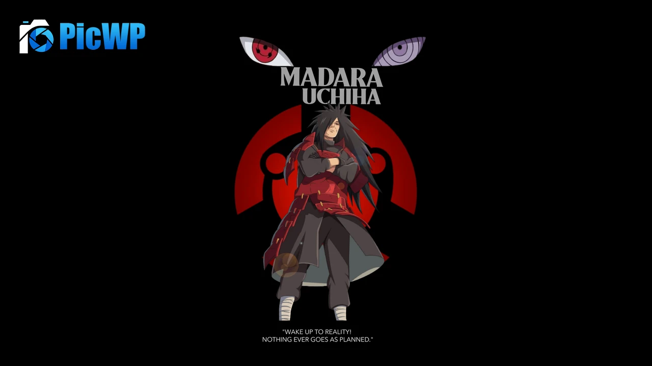 Madara Uchiha Black background 8K PC Wallpaper