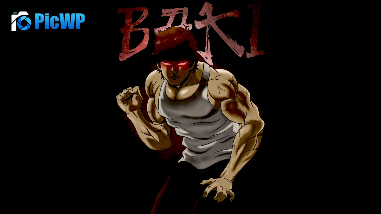 Baki Hanma Black background 6K PC Wallpaper