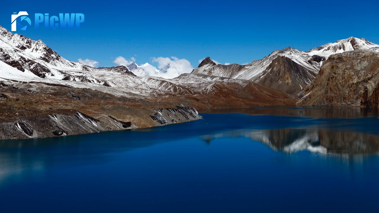 Snowy Mountains Body of Water 6K PC Wallpaper