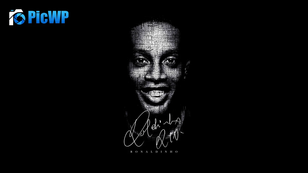 Ronaldinho Black background 6K PC Wallpaper