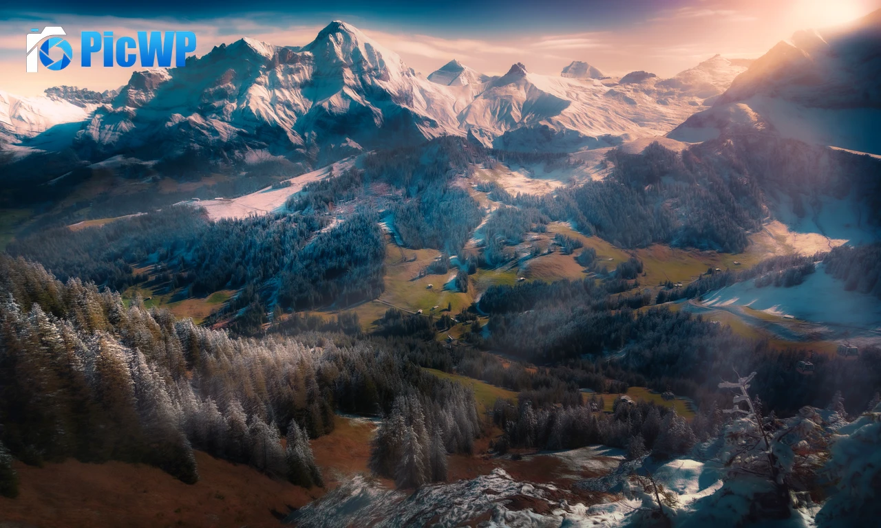 Swiss Alps Winterscape 7K PC Wallpaper