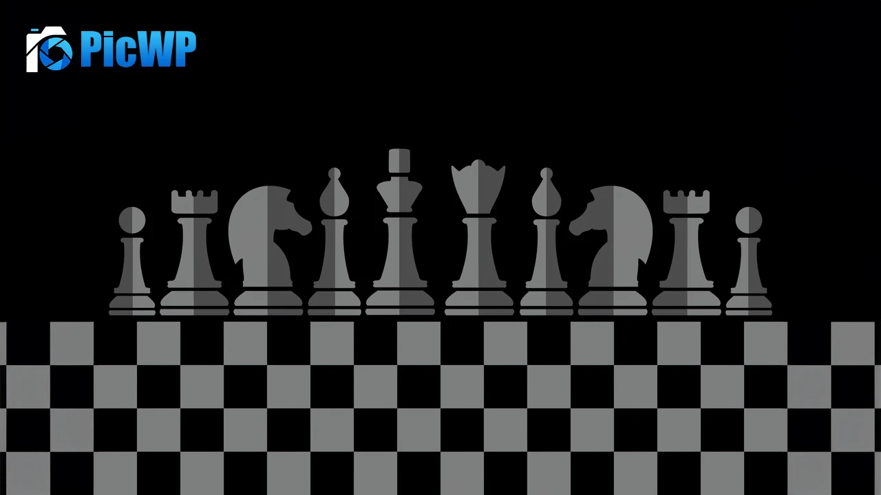 Chess pieces Black and White 6K PC Wallpaper