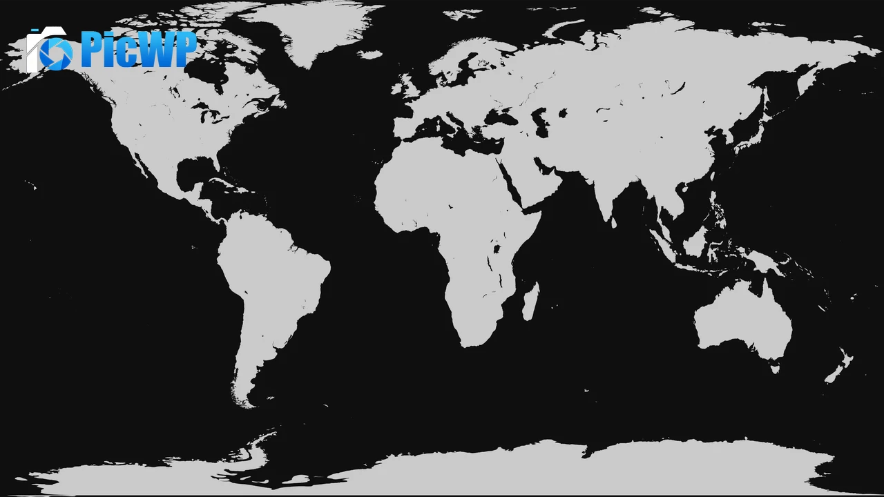 World map Black and White 6K PC Wallpaper