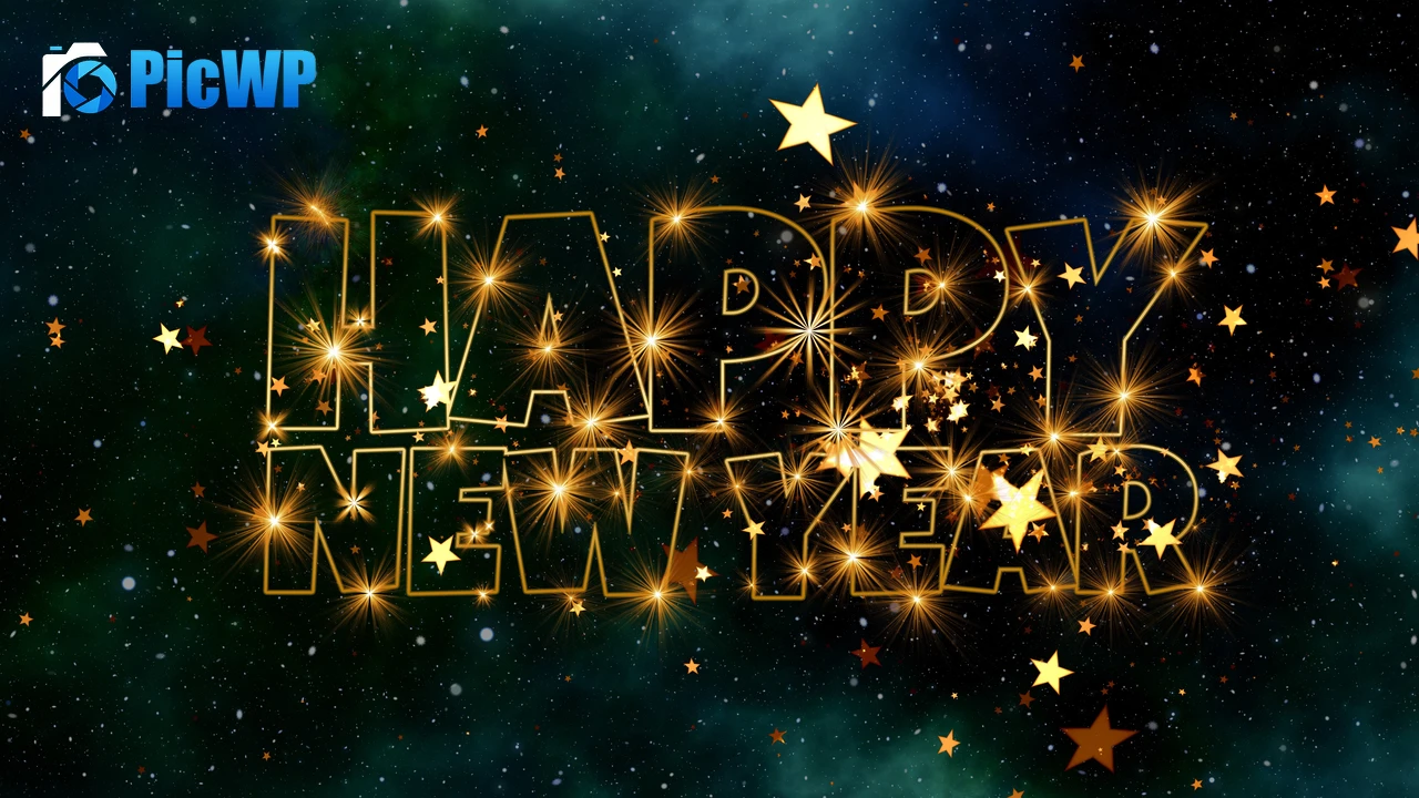 Happy New Year Stars 7K PC Wallpaper