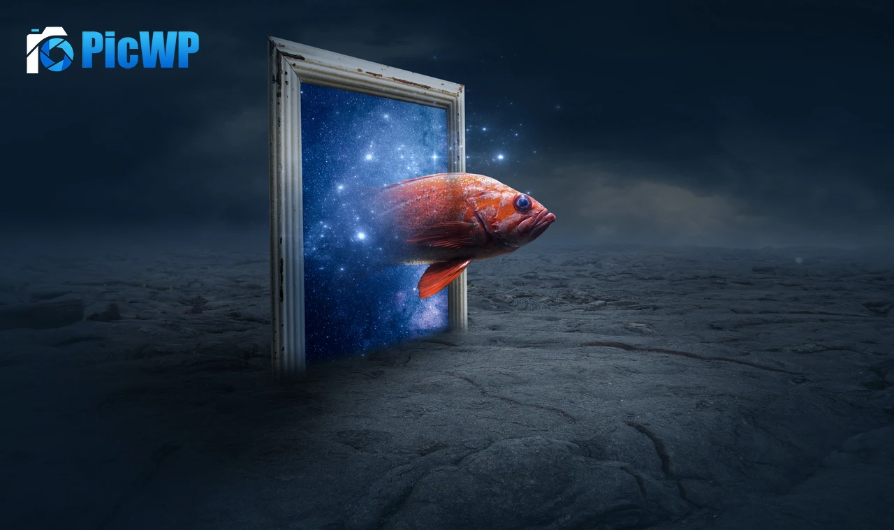 Orange Fish Photo Manipulation 6K PC Wallpaper
