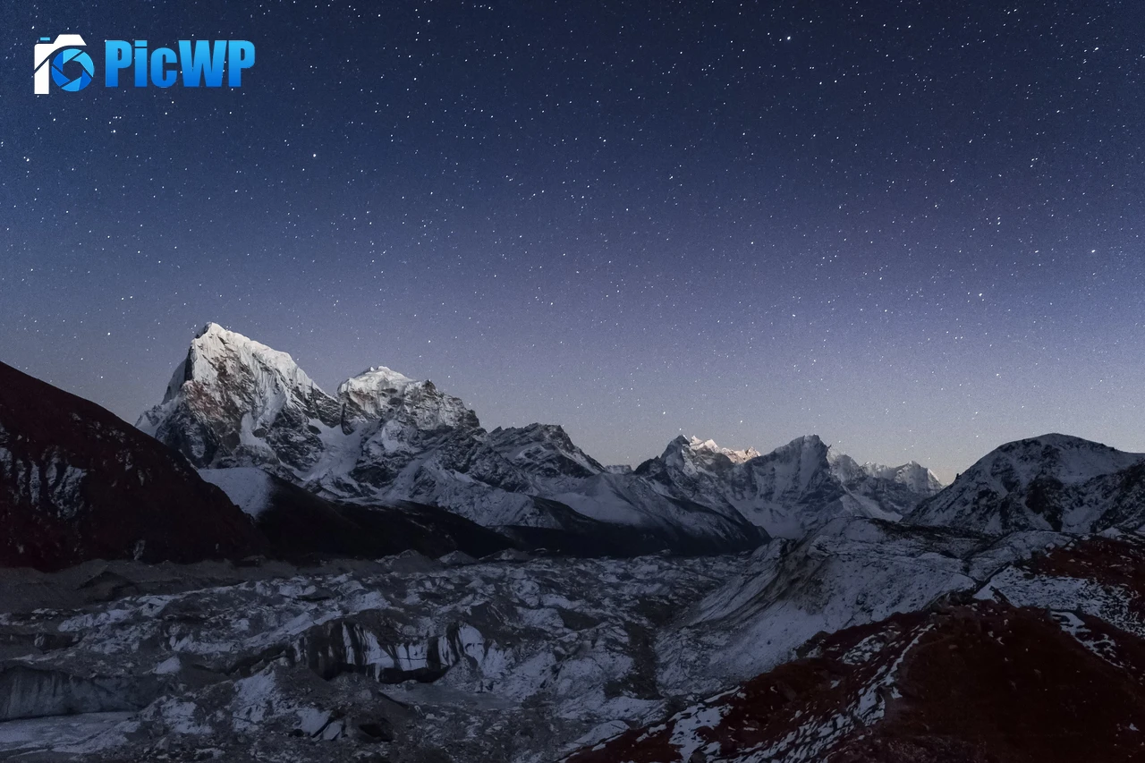 Mount Cholatse Ngozumpa glacier 5K PC Wallpaper