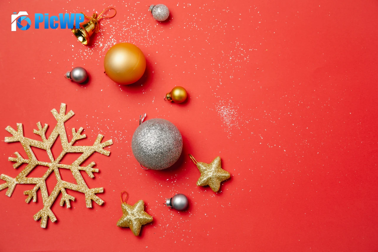 Christmas Baubles Stars 6K PC Wallpaper
