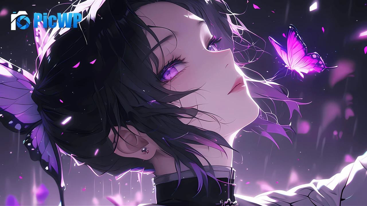 Shinobu Kocho Purple aesthetic 6K PC Wallpaper