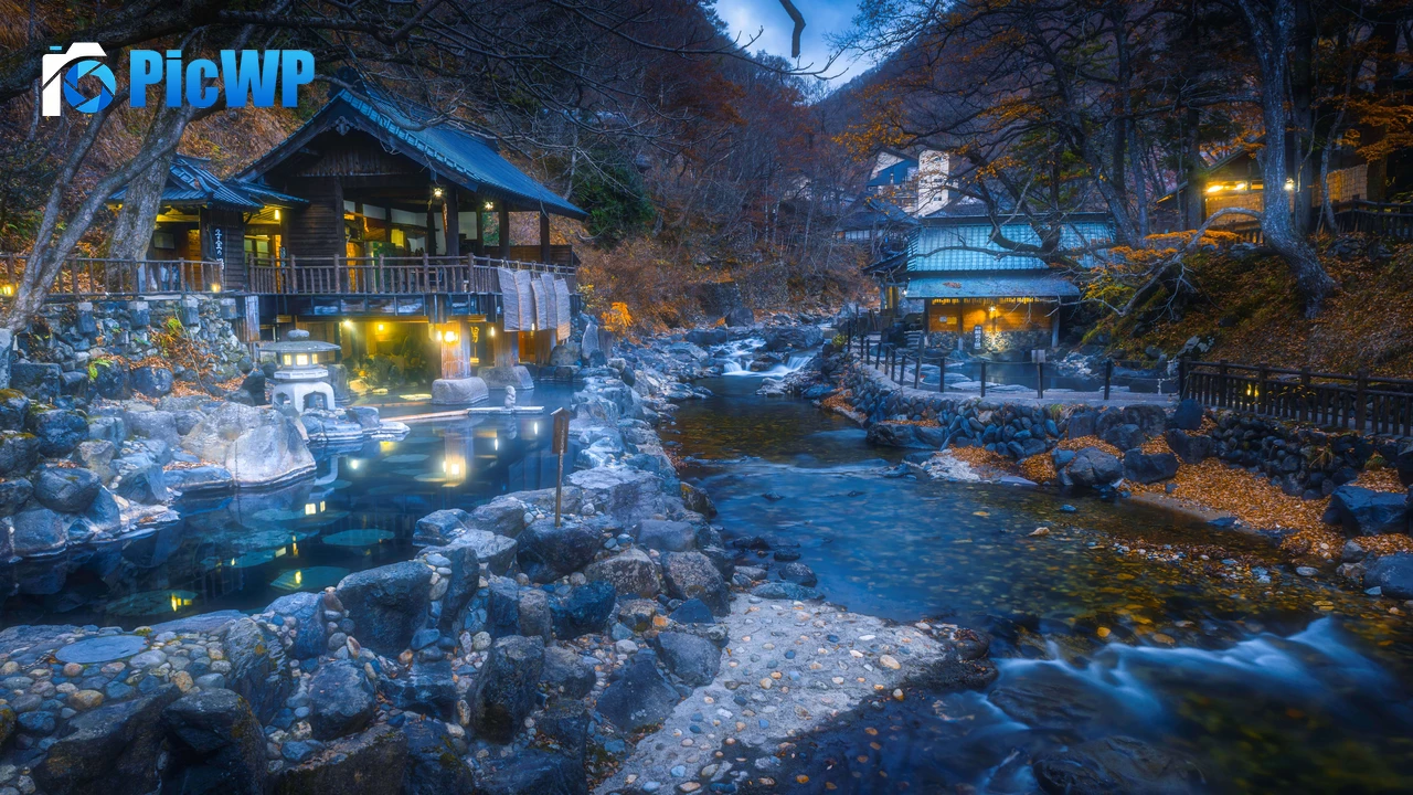 Hot Spring Autumn 8K PC Wallpaper
