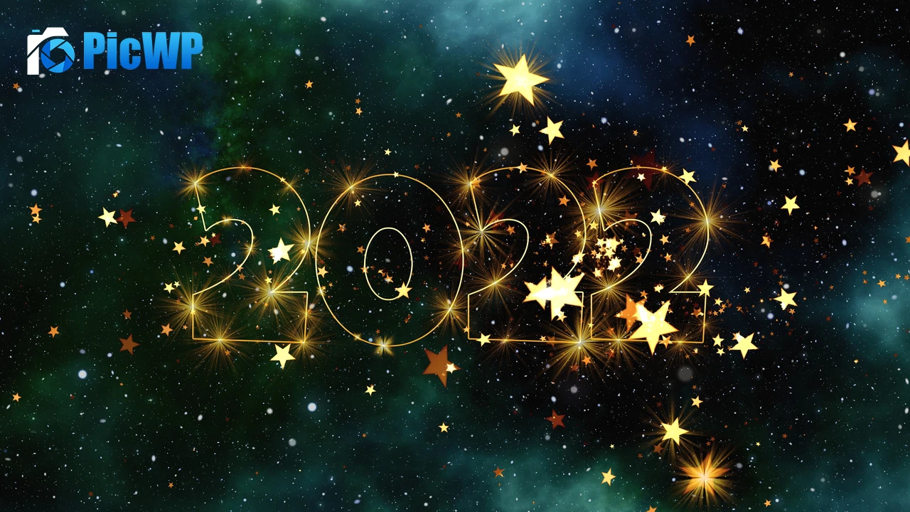 2022 New Year Glowing Stars 7K PC Wallpaper