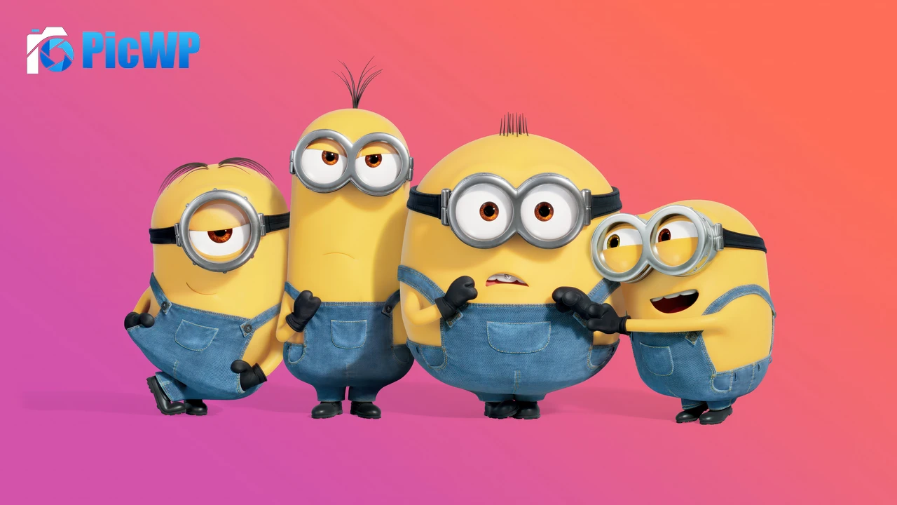 Minions Gradient background 8K PC Wallpaper