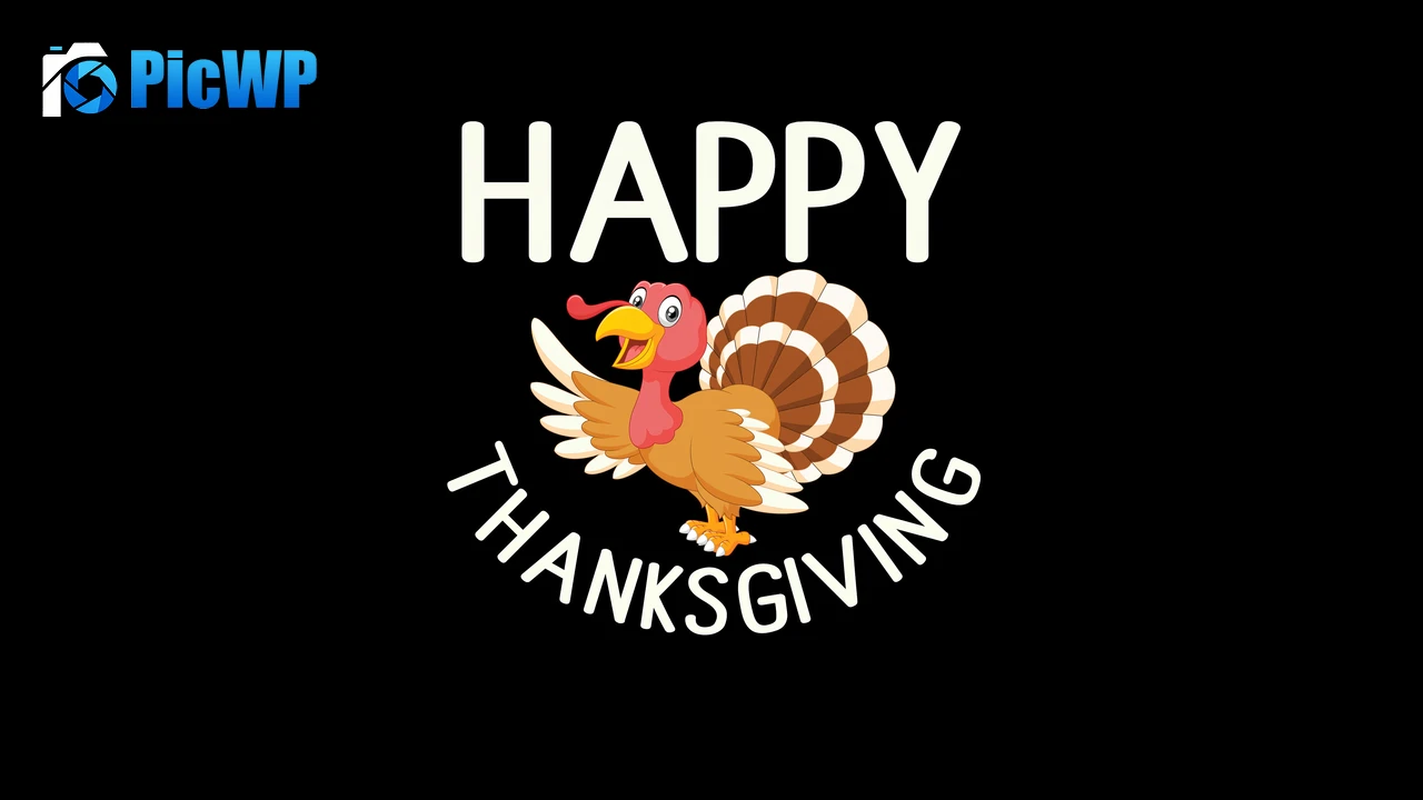 Happy Thanksgiving Black background 6K PC Wallpaper
