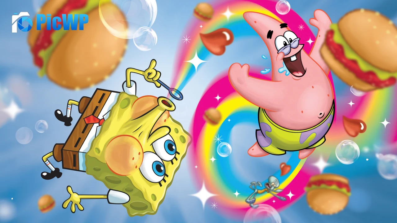SpongeBob SquarePants Rainbow 6K PC Wallpaper