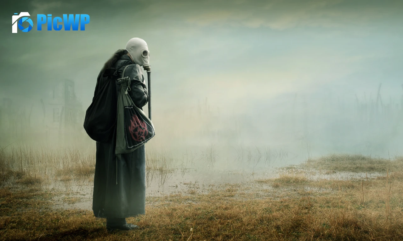 Gas mask Woman 5K PC Wallpaper