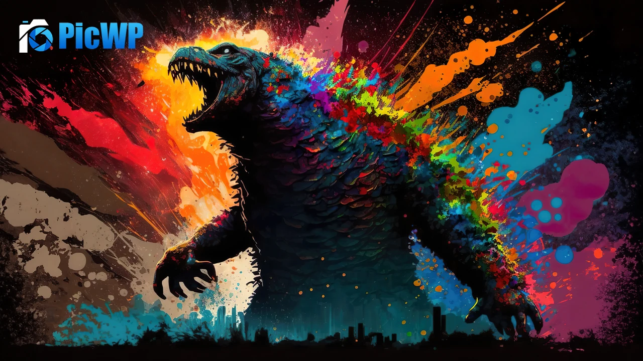 Godzilla Pop Art 6K PC Wallpaper