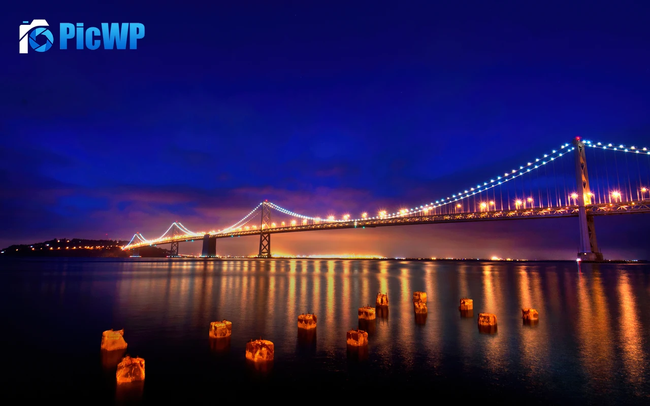 San Francisco-Oakland Bay Bridge Night 4K PC Wallpaper