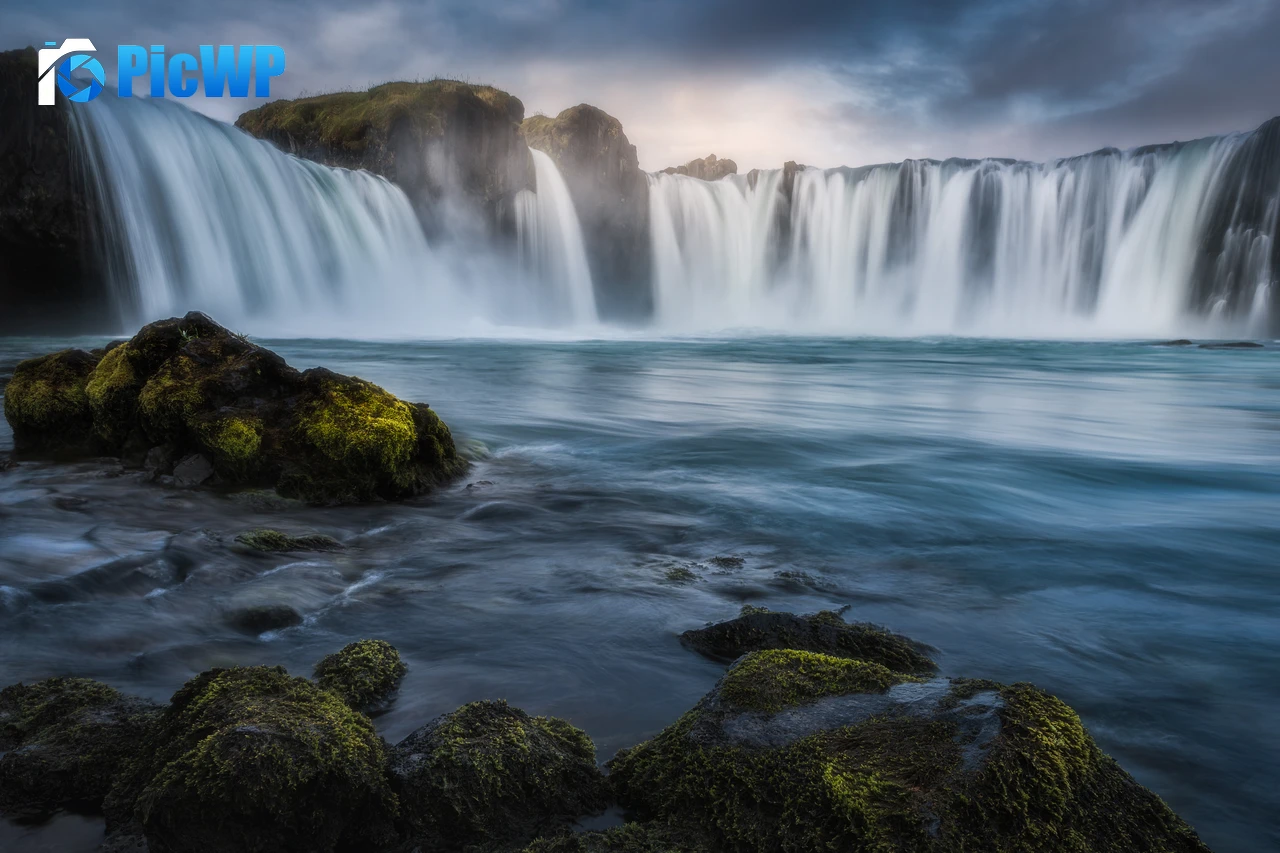 Godafoss waterfall Iceland 8K PC Wallpaper