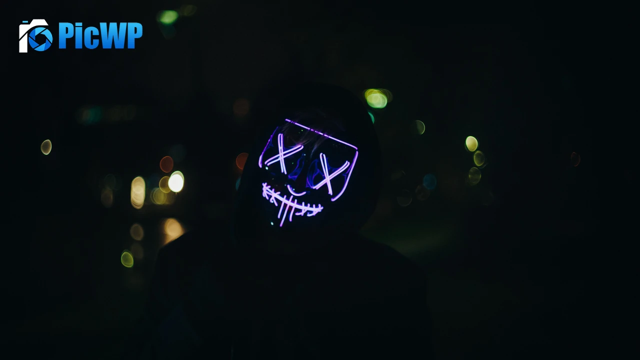 Man LED mask 4K PC Wallpaper