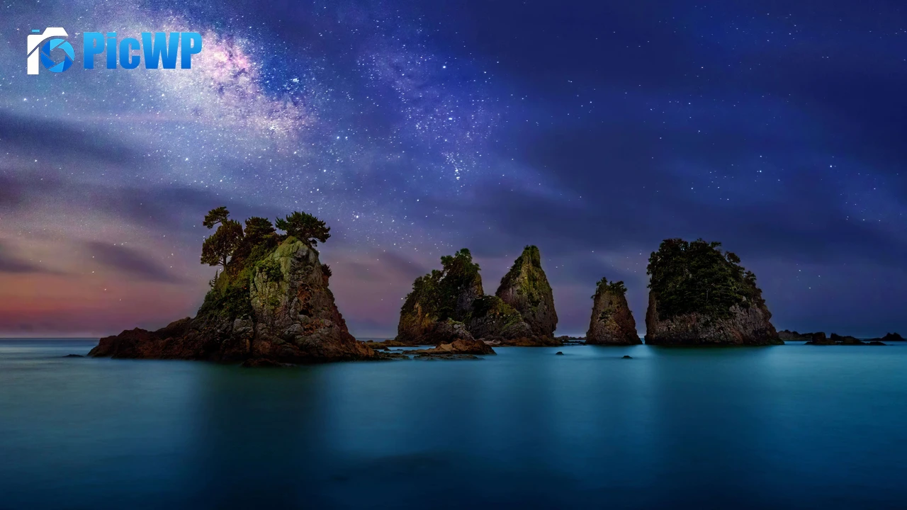 Minokake Rock Milky Way 7K PC Wallpaper
